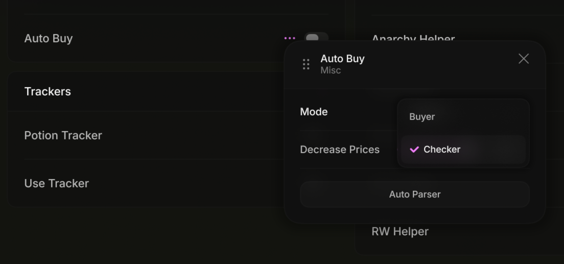 Auto Buy module settings